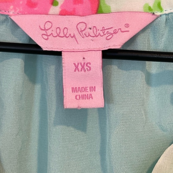 Lilly Pulitzer Stacey Floral Sleeveless Blouse - Blue and Pink, 100% Silk, XXS - Picture 5 of 14
